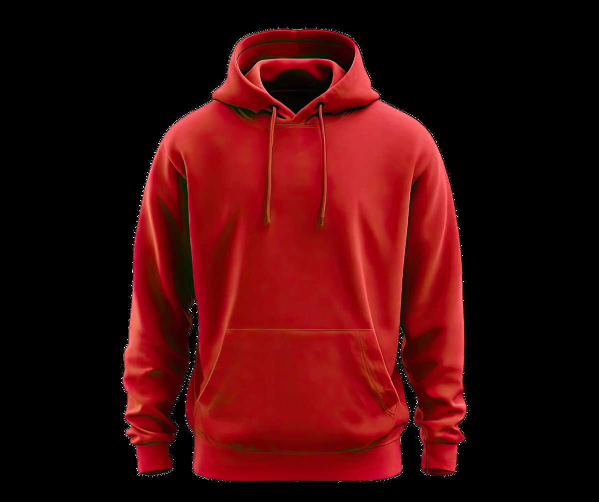 Red pullover hoodie, front view